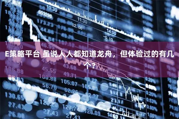 E策略平台 虽说人人都知道龙舟，但体验过的有几个？
